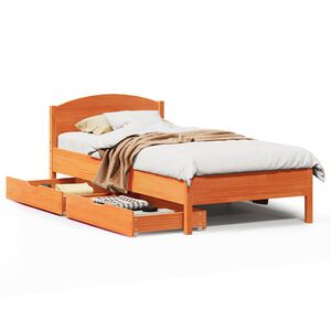 vidaXL Cadru pat fără saltea, maro ceruit, 75x190 cm, lemn masiv pin