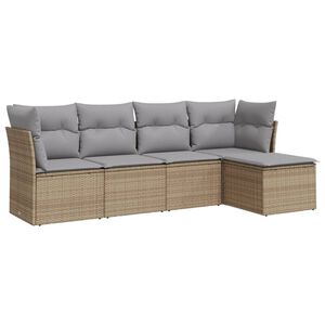 vidaXL Set canapele de grădină cu perne, 5 piese, bej, poliratan