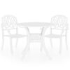 vidaXL Set mobilier bistro, 3 piese, alb, aluminiu turnat