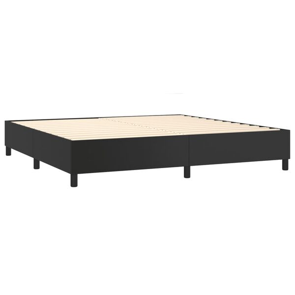 vidaXL Pat box spring cu saltea, negru, 200x200 cm, piele ecologică