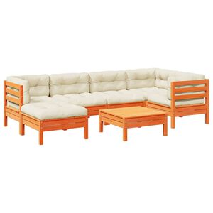 vidaXL Set canapele grădină cu perne, 7 piese, maro, lemn masiv de pin