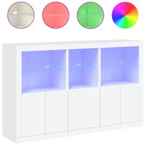vidaXL Servantă cu lumini LED, alb, 162x37x100 cm