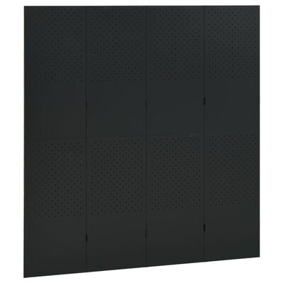 vidaXL Paravan de cameră cu 4 panouri, negru, 160x180 cm, oțel