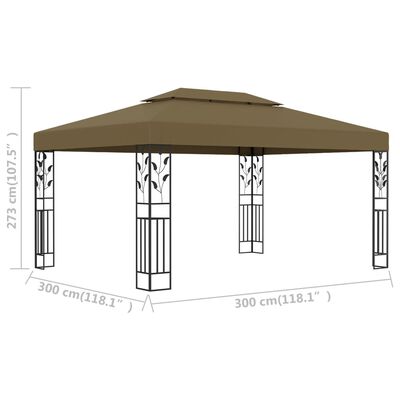 vidaXL Pavilion cu acoperiș dublu, gri taupe, 3 x 4 m, 180 g/m²