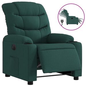 vidaXL Fotoliu rabatabil electric, verde &icirc;nchis, material textil