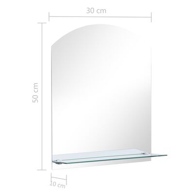 vidaXL Oglindă de perete cu raft, 30 x 50 cm, sticlă securizată