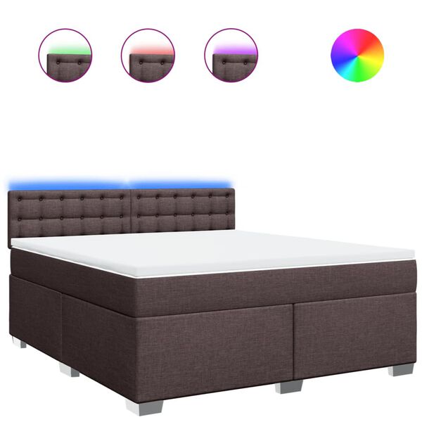 vidaXL Pat continental cu saltea maro &icirc;nchis 180x200cm material textil