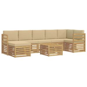 vidaXL Set de canapele de exterior 8 pcs Alb și Bej 59 x 59 x 37 cm