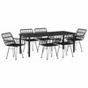 vidaXL Set de masă pentru grădină 7 pcs Negru