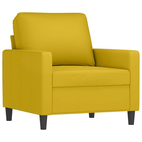 vidaXL Set de canapele cu perne, 3 piese, galben, catifea