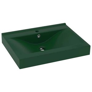 vidaXL Chiuvetă baie lux, orificiu robinet verde mat 60x46 cm ceramică