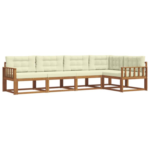 vidaXL Set de canapele de exterior cu pernă 5 pcs Natural și Crem
