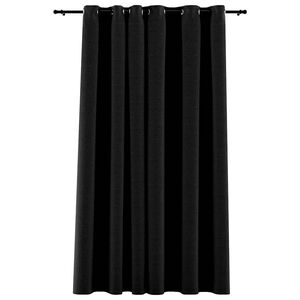 vidaXL Perdea opacă, aspect p&acirc;nză, cu ocheți, antracit, 290x245 cm