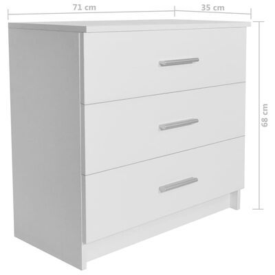 vidaXL Comodă cu sertare PAL, 71 x 35 x 68 cm, alb