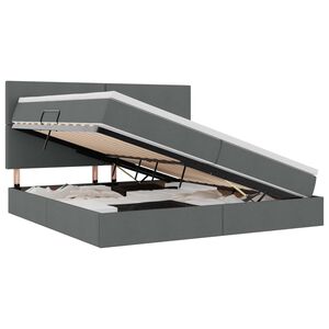 vidaXL Pat cu saltea și LED cu led Gri &icirc;nchis 200 x 200 cm Poliester