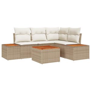 vidaXL Set de canapele pentru grădină cu pernă 5 pcs Bej Rattan poli