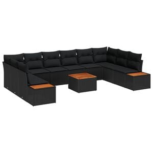 vidaXL Set de canapele pentru grădină 10 buc. 10-Număr de locuri Negru