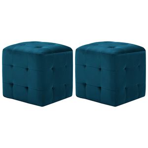 vidaXL Taburet, 2 buc., albastru, 30 x 30 x 30 cm, țesătură catifea