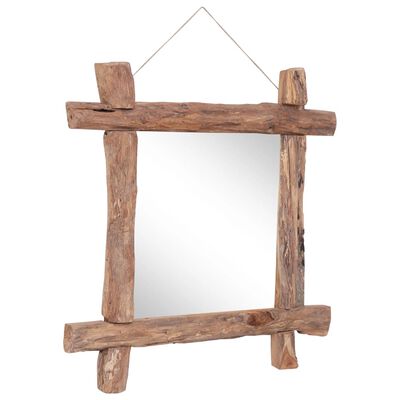 vidaXL Oglindă cu ramă bușteni, natural, 70x70 cm, lemn masiv reciclat