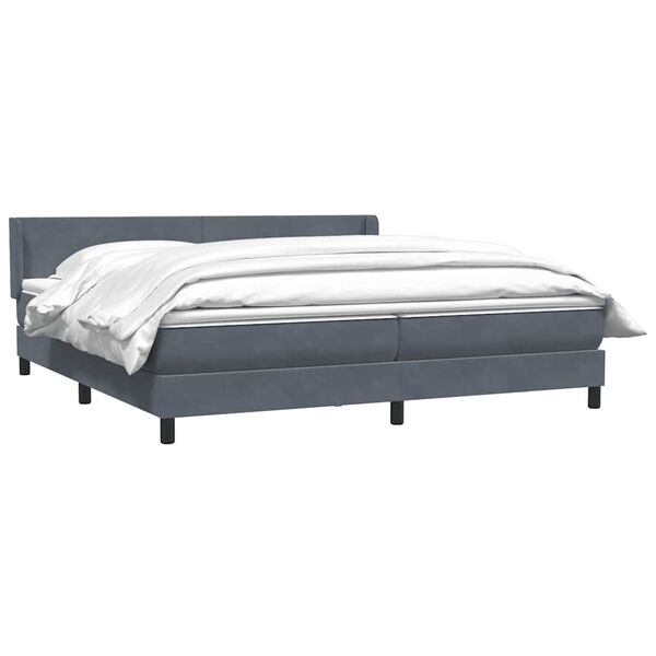 vidaXL Pat box spring cu saltea, gri &icirc;nchis, 200x210 cm, catifea