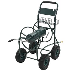 vidaXL Cărucior pentru furtun de grădină cu racord 1/2", 75 m, oțel