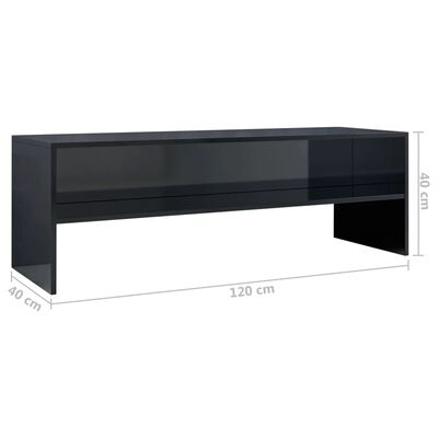 vidaXL Comodă TV, negru extralucios, 120x40x40 cm, lemn prelucrat
