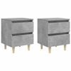 vidaXL Noptiere cu picioare lemn masiv pin 2 buc. gri beton 40x35x50cm