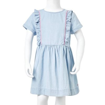 Rochie pentru copii cu volane, albastru pal, 92