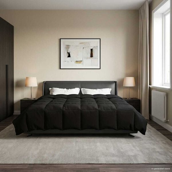 vidaXL Duvet de iarnă Patos Negru 220 x 240 cm Microfibră