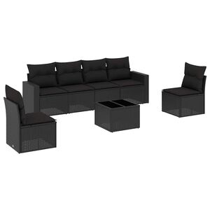 vidaXL Set canapele de grădină cu perne, 7 piese, negru, poliratan