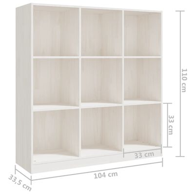 vidaXL Bibliotecă/Separator cameră alb 104x33,5x110 cm lemn masiv pin