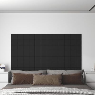 vidaXL Panouri de perete, 12 buc., negru, 60x15 cm, textil, 1,08 m²