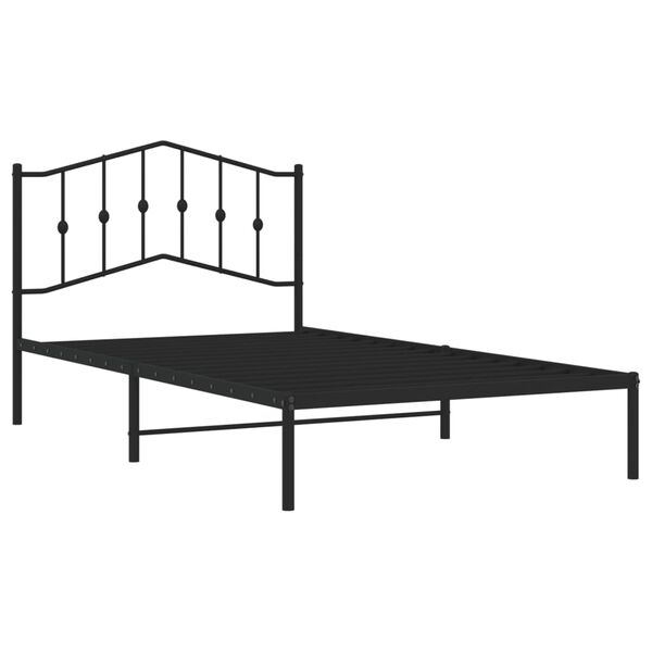 vidaXL Cadru de pat din metal cu tăblie, negru, 107x203 cm