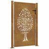 vidaXL Poartă de grădină 100x125 cm, oțel corten, design copac