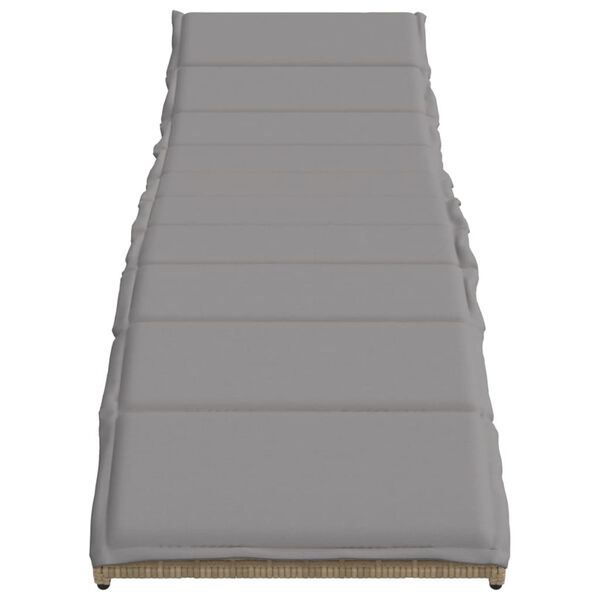 vidaXL Șezlong cu pernă, bej, 55x199x50 cm, poliratan