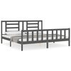 vidaXL Cadru de pat cu tăblie Super King Size, gri, lemn masiv