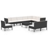 vidaXL Set mobilier de grădină cu perne, 11 piese, negru, poliratan