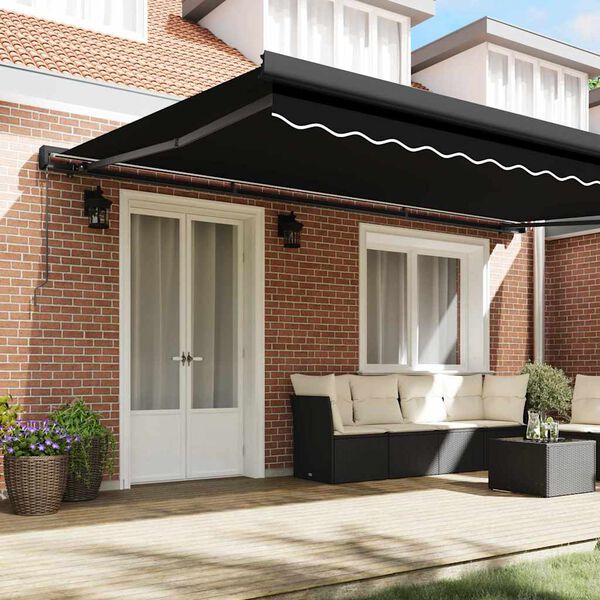 vidaXL Cortina Retractabilă Negru 500 ×300 cm Stofă și Metal