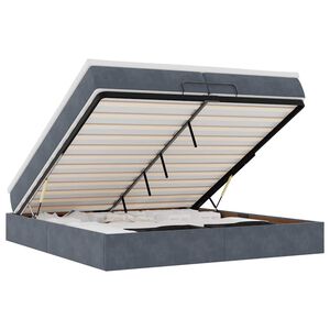 vidaXL Cadru de pat otoman cu saltele Gri &icirc;nchis 200x200cm catifea