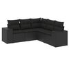 vidaXL Set mobilier de grădină cu perne, 5 piese, negru, poliratan