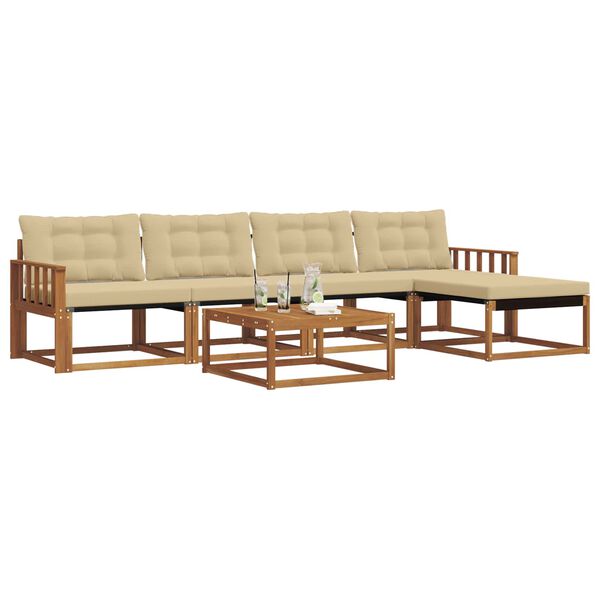 vidaXL Set de canapele de exterior cu pernă 6 pcs Natural și Bej
