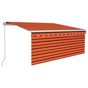 vidaXL Copertină manuală cu stor&LED, portocaliu&maro, 3,5x2,5 m