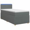 vidaXL Pat box spring cu saltea și LED Gri &icirc;nchis 90 x 190 cm Țesătură