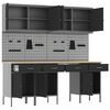 vidaXL Dulap de lucru cu sertar 10 pcs Negru Lemn ingineresc și oțel