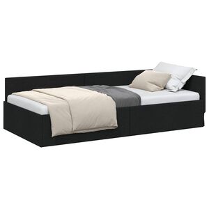vidaXL Cadru de pat colțar cu headboard Negru 80 cm x 200 cm țesătură