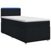 vidaXL Pat boxspring cu saltea cu benzi LED Negru 90 x 200 cm Țesătură