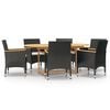 vidaXL Set mobilier de grădină cu perne, negru, 7 piese