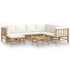 vidaXL Set mobilier de grădină, cu perne alb crem, 8 piese, bambus