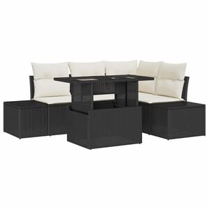 vidaXL Set de canapele pentru grădină cu pernă 5 pcs Negru poliratan