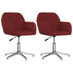vidaXL Scaune de bucătărie pivotante, 2 buc., roșu vin, textil